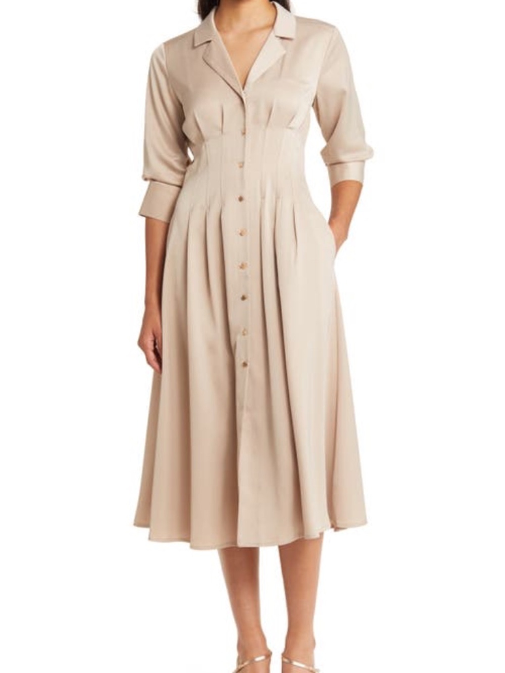 ZOE AND CLAIRE Pleat Midi Shirtdress -size small - NWT